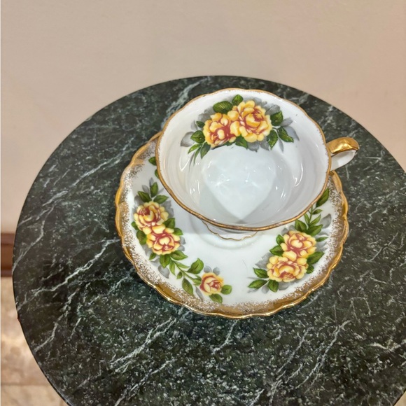 Vintage Floral Teacup and Saucer Set - Yellow Rose Motif - Picture 2 of 5